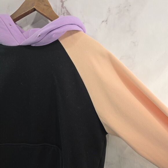 Spark Paws Hoodie Large Black Colorblock Pullover Sweatshirt Purple Fleece Cyber - Picture 11 of 12